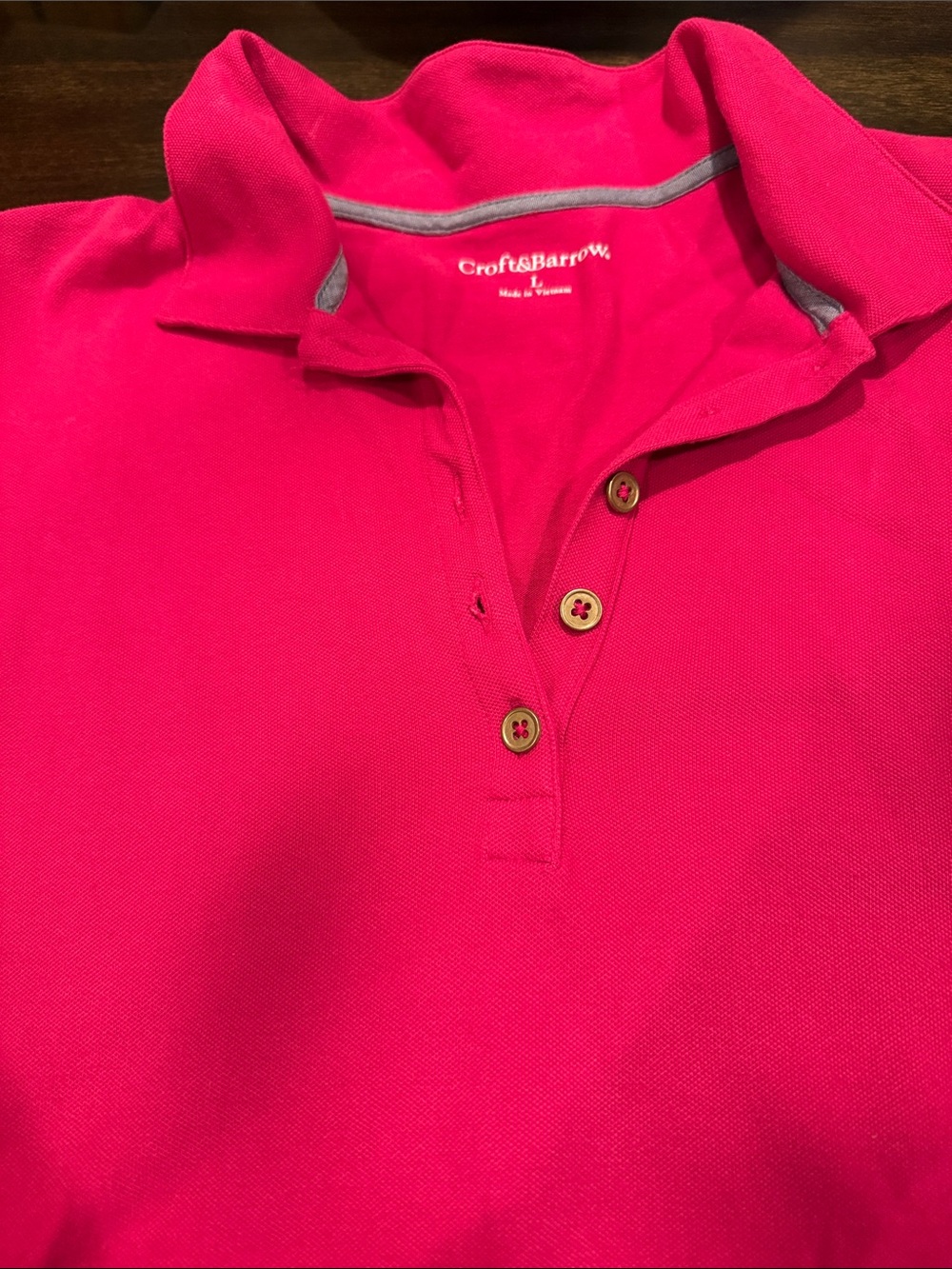Like new, placket 3/4 polo shirt, fuschia